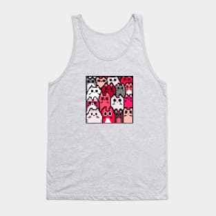 Kawaii Cats Pattern Pixel Art (Pink) Tank Top